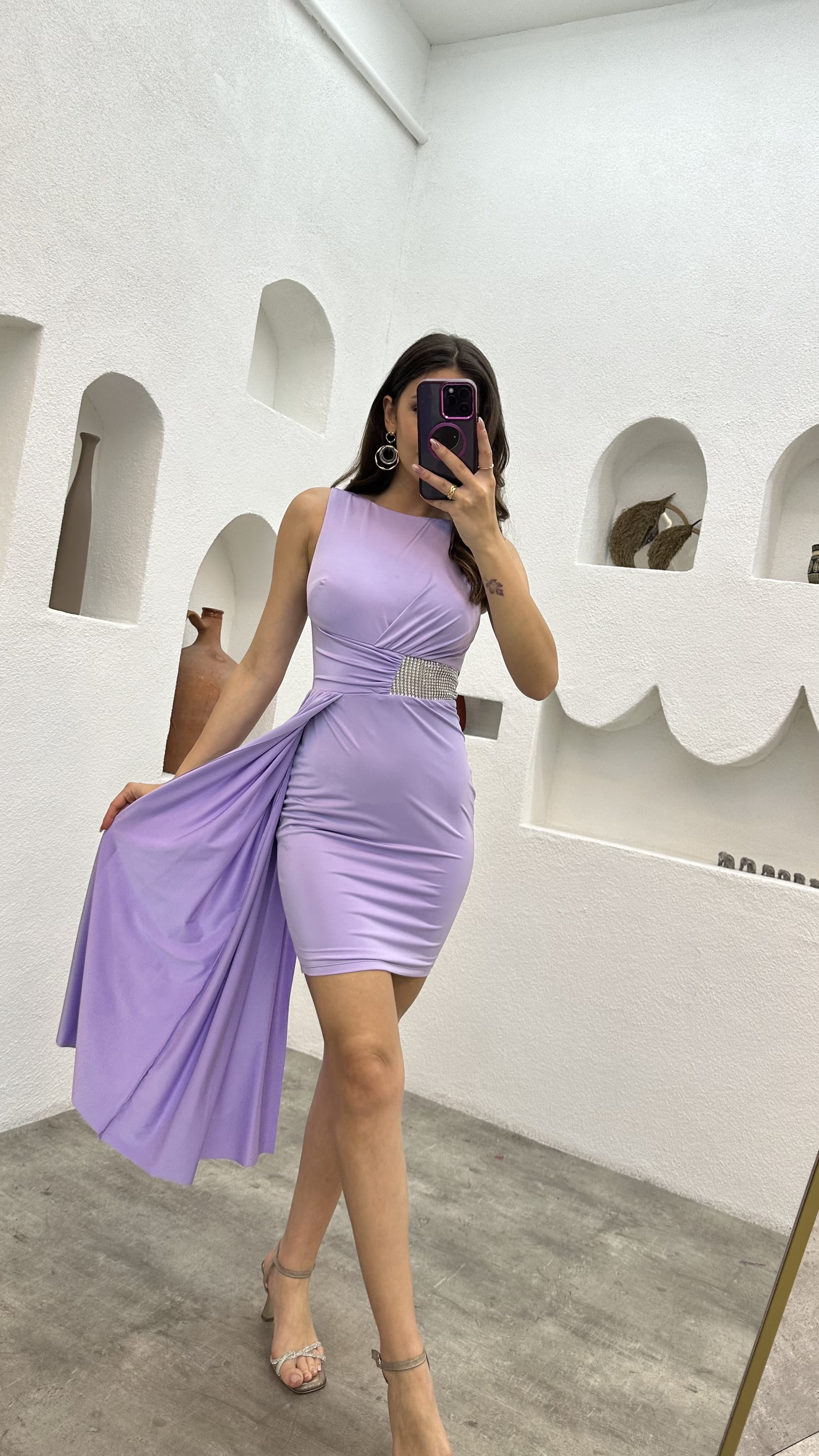 Alessandra asym dress lilac sale