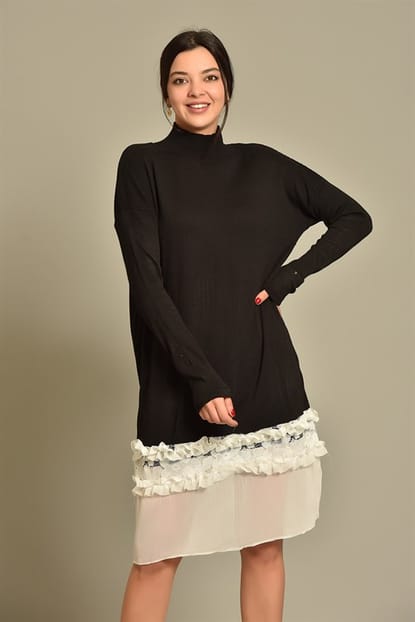 Tulle Black and White Sweater Dress