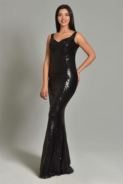Pula Long Black Sequin Dress Design