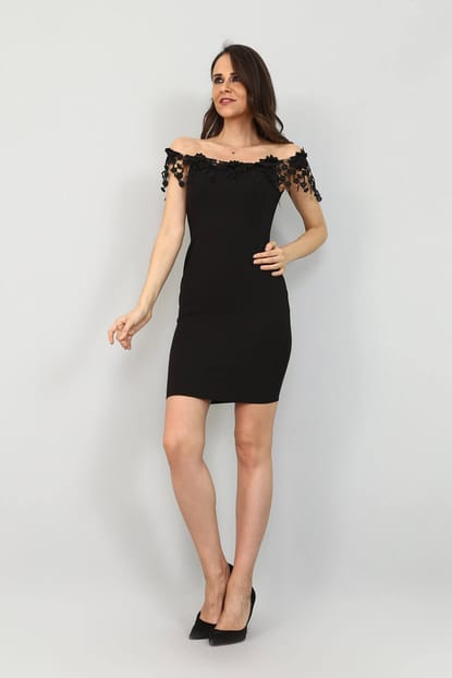 Black Lace Detail Dress