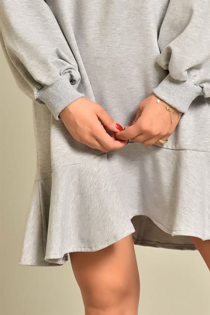 Gray skirt asymmetrical cuts Sweat Dress