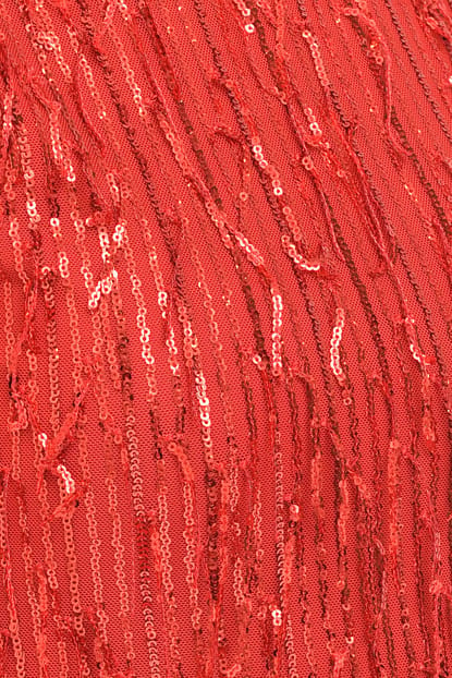 Kırmızı Üzeri Pul Payet Tül Abiye Elbise