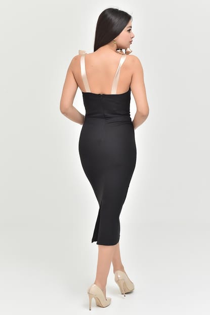Black Kurdali to Shoulder Length Midi Dress