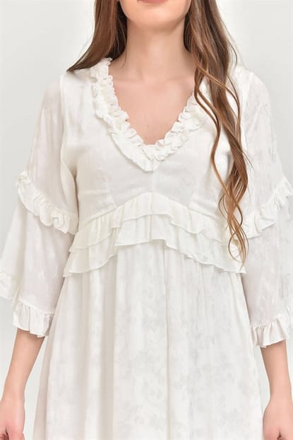 Frilly White Satin Dress