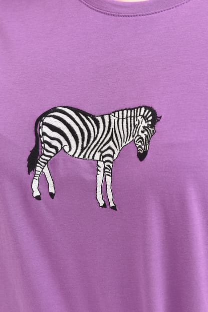 Purple Zebra embroidered T