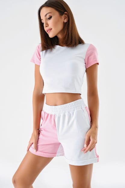 Pink T-Shirts White Team Shorts