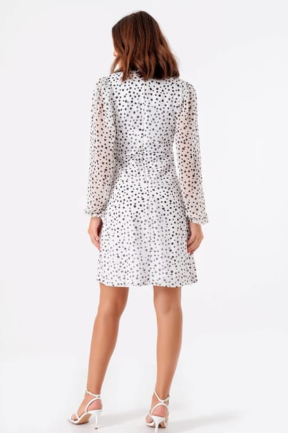 White polka dots ruffles Chiffon Dress Details