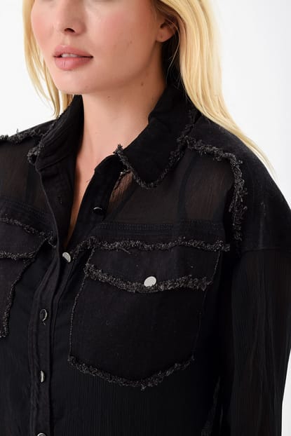 Transparent Black jeans Detail Shirt