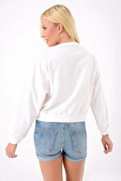 White Guipure Detailed Sweater