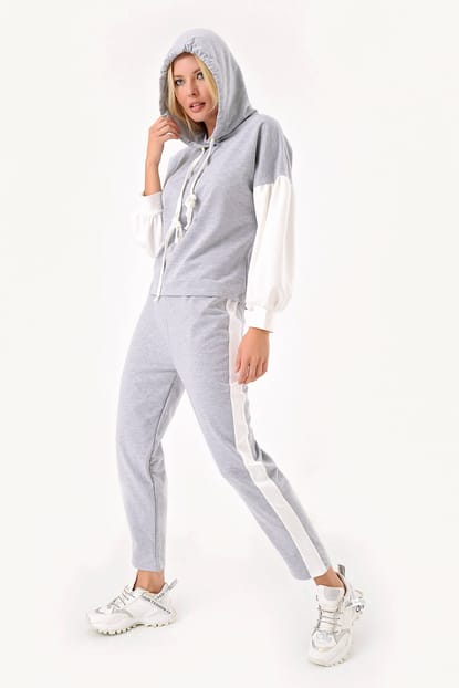 Gray Hooded Track Suits
