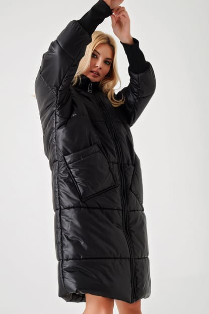 Oversize Long Black Coat Inflatable