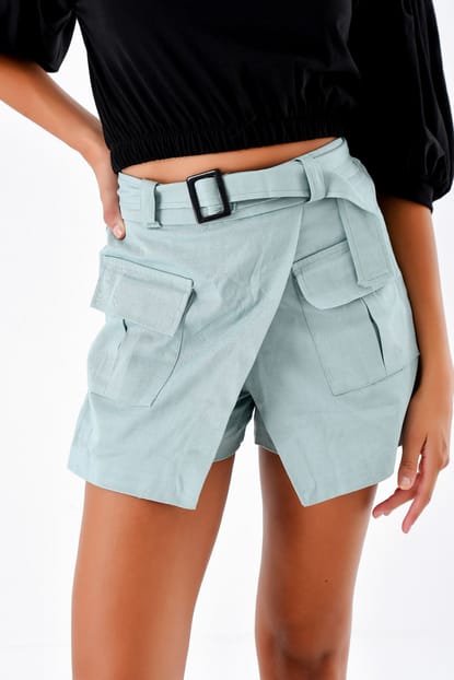 Mint Green Pockets Skirts