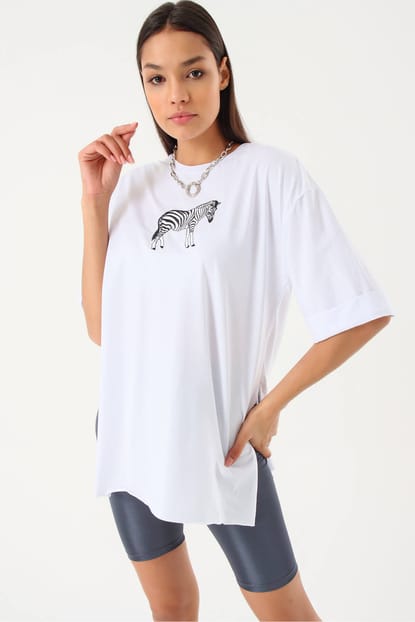 White Zebra Embroidered Shirts