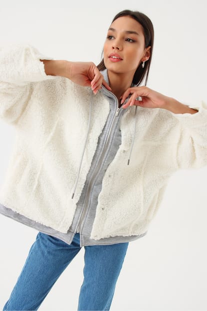 White Hooded Fleece Outerwear