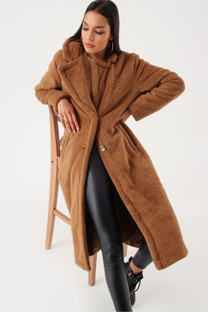 Brown Plush Long Coat