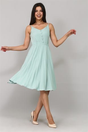 Mint Green Pleated Skirt Dress Hanging Rope