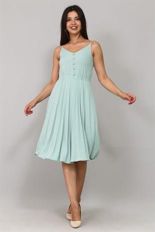 Mint Green Pleated Skirt Dress Hanging Rope