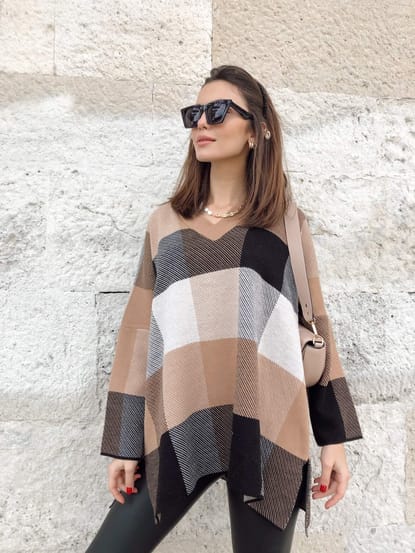 Brown Plaid Sweater Sweater