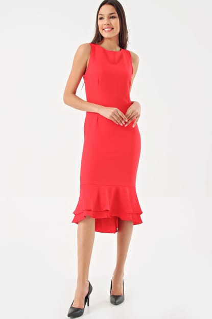 Red Midi Dress Length Skirt of Flywheel