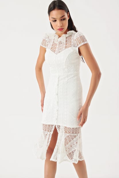 Lined White Dress Guipure
