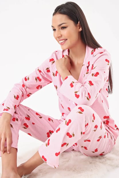 Kiraz Desen Pijama Takım