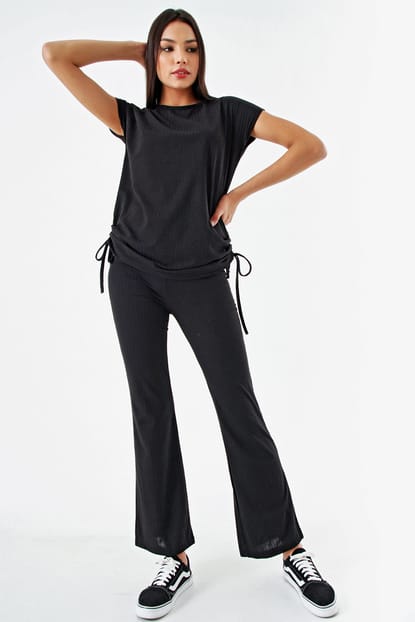 Black camisole with side ruffles Detail Team