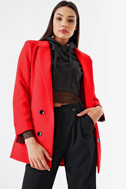 Red Button Detail Jacket