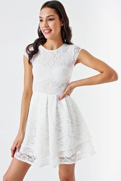 White Skirt Kat Kat Guipure Short Dress