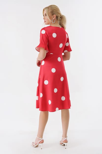 Red Polka Dot Handles Handle Short Dress
