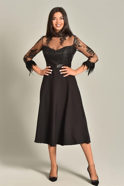 Black Handles Gupta Detail Midi Dress