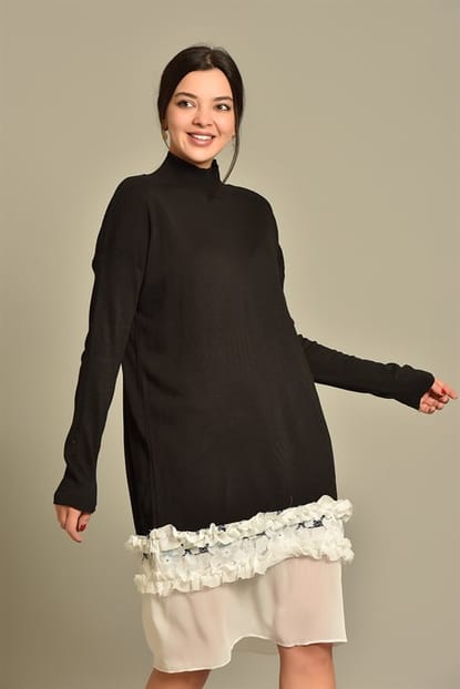 Tulle Black and White Sweater Dress