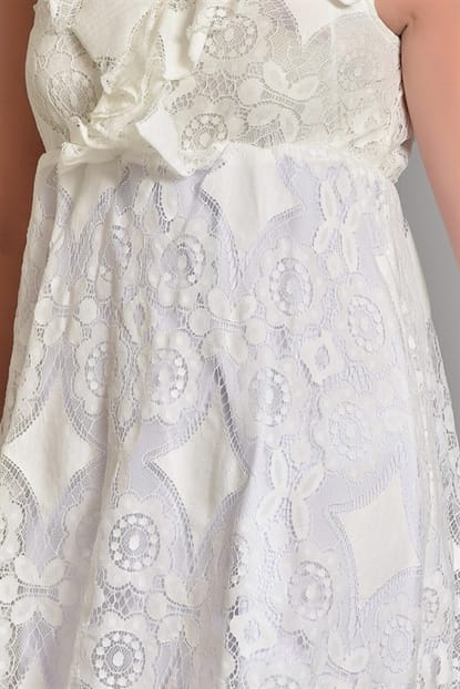 White Guipure Short Dress