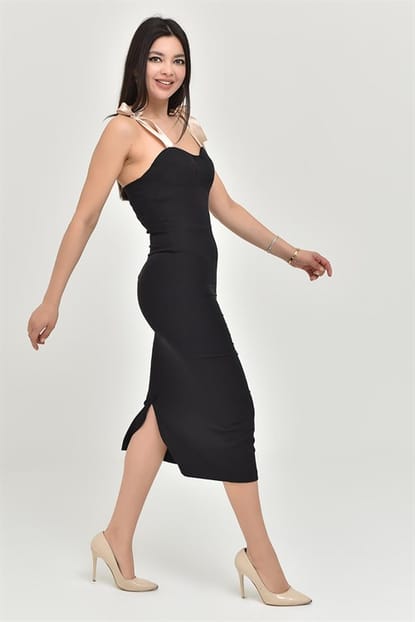 Black Kurdali to Shoulder Length Midi Dress