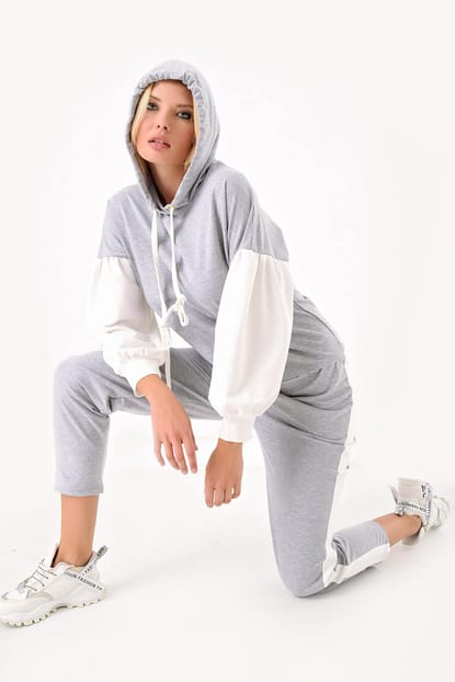 Gray Hooded Track Suits
