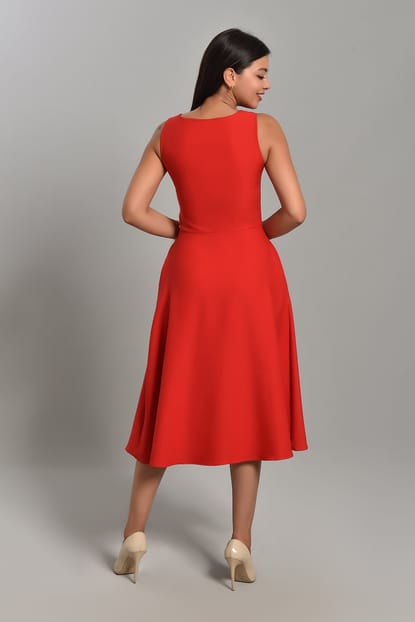 Red Midi Dress Length