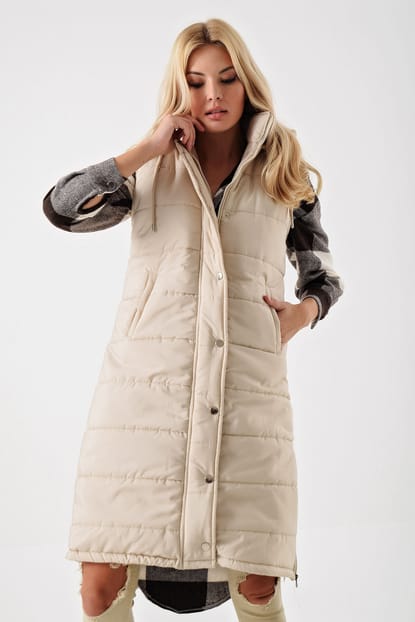 Inflatable Hooded Vest Cream
