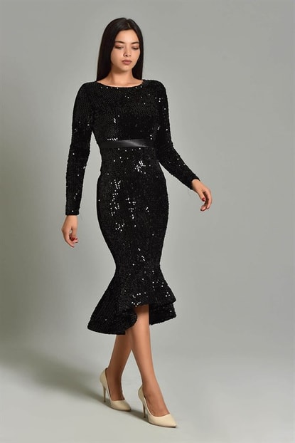 Flywheel black sequin skirt Evening Dress