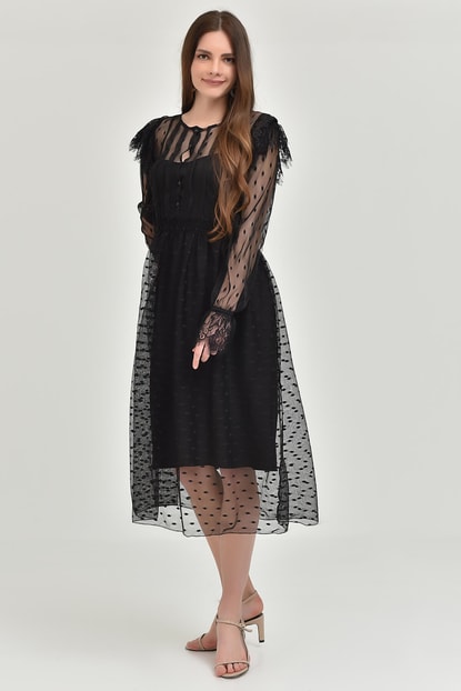 Black Tulle Dress Length Midi