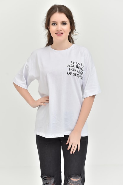 White Print T-Shirts