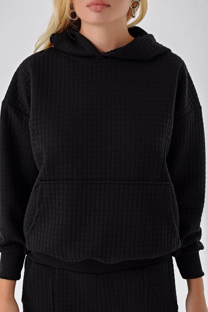 Black Knitting Quilting Track Suits