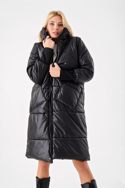 Oversize Long Black Coat Inflatable