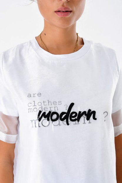 Advanced Text Tulle Over White Shirts