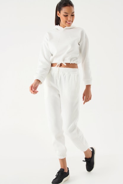 White cotton hooded tracksuit Team