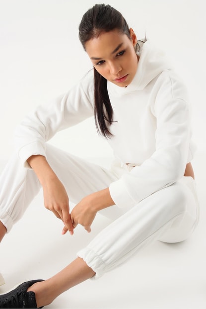 White cotton hooded tracksuit Team