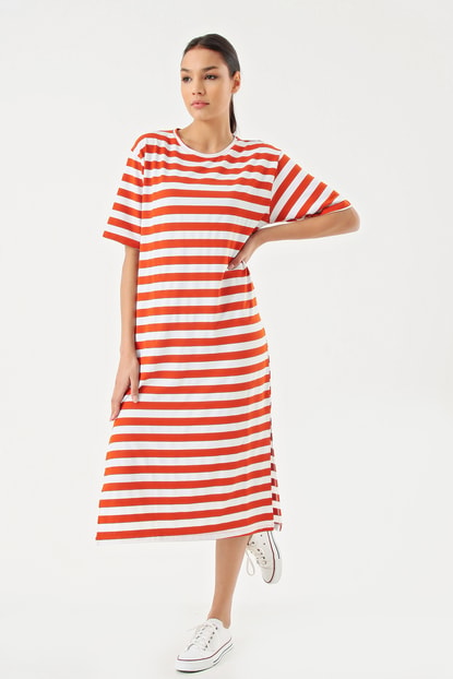 Tile Striped Dress Slit