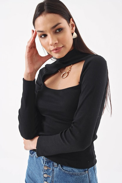 Other Breast Collar Blouse Black Detail