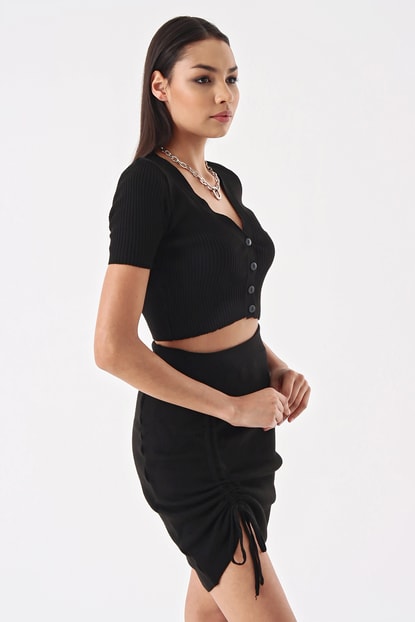 Black skirt Knitted Lace Double Team
