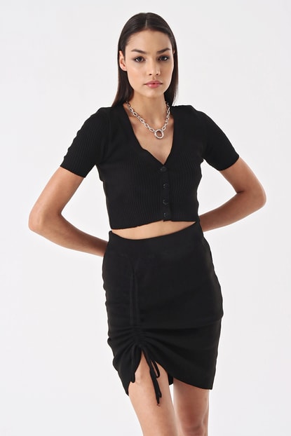 Black skirt Knitted Lace Double Team