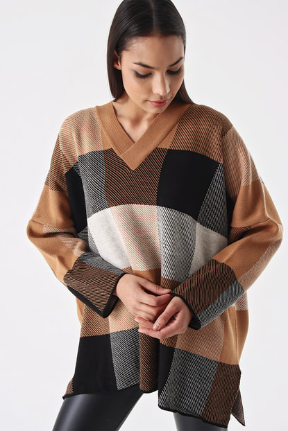 Brown Plaid Sweater Sweater