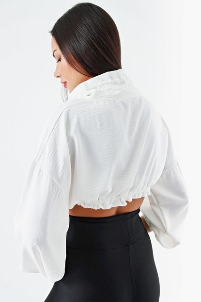 White Crop Sweater zippered
